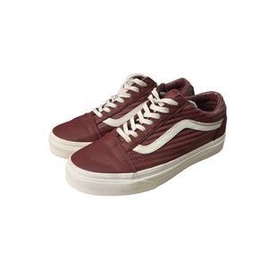 Vans Leather Burgandy and white Skate Shoes Athletic Shoes size 3.5 Boys 5 Women